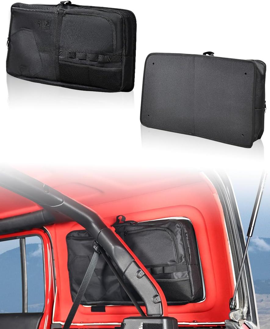 JROAD Rear Side Window Storage bag Compatible With 2018-2024 Jeep Wrangler JL 4-Door Cargo Suction Organizer Storage