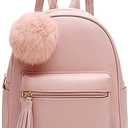 IHAYNER Mini Backpack Purse for Girls Teens Women Purses PU Leather Pom Backpack Shoulder Bag with Charm Tassel (Pink)