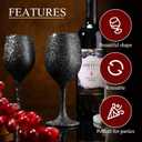 Christmas Wine Glasses Set of 12, Glitter Long Stem Wine Glasses 13.5 oz Glitter Glass Wine Cups for Wedding, Anniversary and Home(Black)