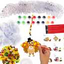 WorldBazaar 24 Sets Thanksgiving Suncatchers Craft Ornament Thanksgiving Animal Window Paint Art Suncatchers Craft Kits for Kids Fall Suncatcher Decorations Classroom Harvest Party Arts and Crafts