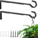 10 Inch 2 Pack Black Heavy Duty Outdoor Plant Hangers for Hanging Baskets, Iron Hanging Plant Brackets for Hanging Plants Outside, Metal Plant Hooks Plant Wall Hooks for Hanging Lantern, Bird Feeder