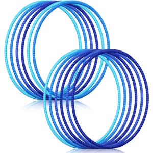 Sratte 12 Pcs Toy Hoop for Kid Detachable Adjustable Toy Hoop Colored Exercise Ring Plastic Circle for Kid Teen Gymnastics Equipment Require Self Assembly (28 Inch,Blue Series)