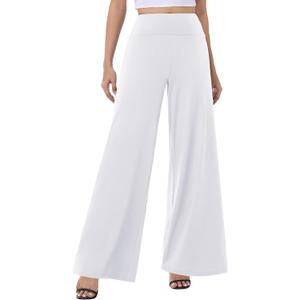 ZOOSIXX Wide Leg Palazzo Pants for Women - High Waist Casual Beach Lounge Pants Loose Flowy Pants Stretchy Trousers, Size: Medium