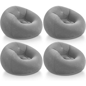 Realspring Inflatable Bean Bag Chairs Outdoor Blow up Camping Chairs Inflatable Lazy Sofa Folding Portable Bean Bag Loungers Couch for Movie Night(Dark Gray,4 Pcs)