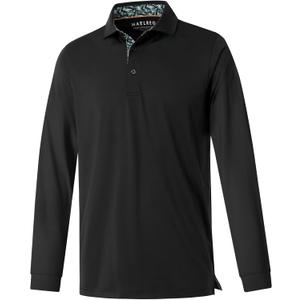 Mens Polo Shirts Short and Long Sleeve Casual Solid Stylish Dry Fit Performance Designed Collared Golf Polo Shirts for Men (L)