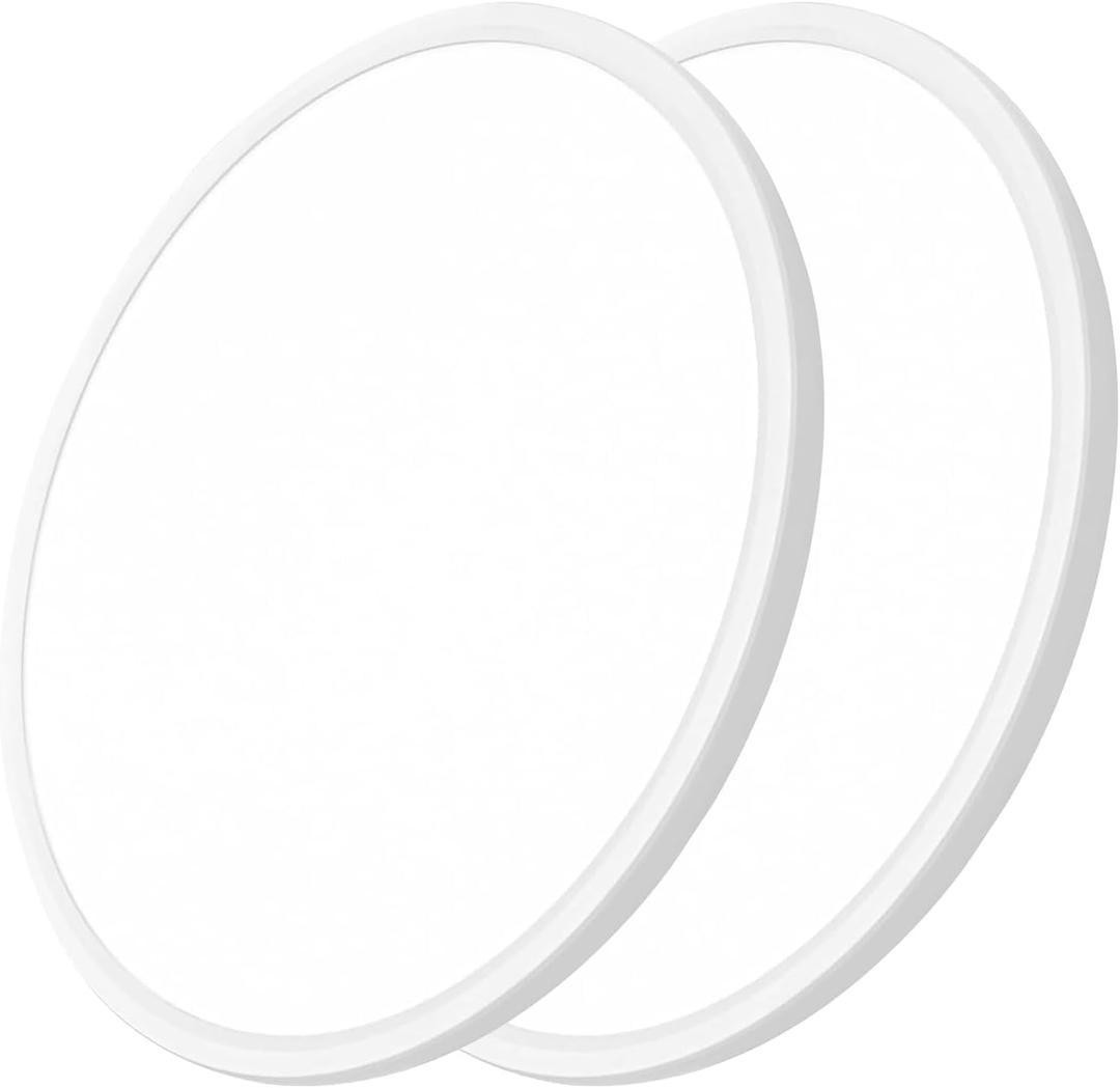 24 Inch Large Led Ceiling Light Flush Mount, 55W, 5500LM, 3000K/4000K/6000K CCT Selectable, B Right Close to Ceiling Round Flat Panel Light for Bedroom,Kitchen,Hallway, White,2PK