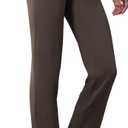 keriffe Women's Stretchy Yoga Dress Pants High Waisted Straight Leg Casual Work Business Office Slacks 4 Pockets (Brown, M)