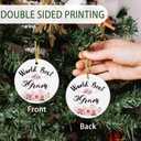 3 x World's Best Gram Christmas Mothers Day Birthday Ceramic Ornaments Gifts for Gram Grandma from Grandkids Grandson Granddaughter, Grandma Christmas Tree Haning Ornaments Decorations, 3x3In