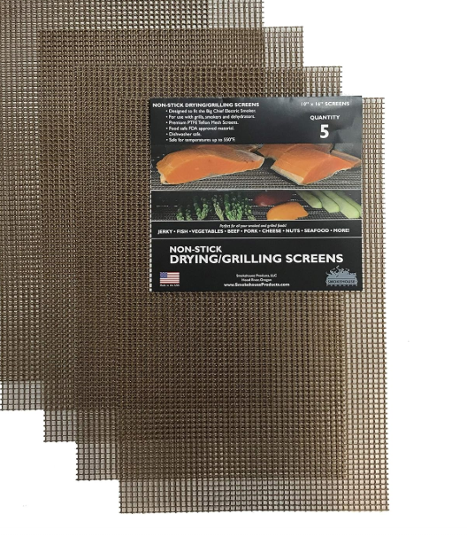 Smokehouse Products Big Chief Drying Screens, Non-Stick, Drying & Grilling Screens for More Versatility Smoking and Grilling Meat, 4-Pack, 10x10 In