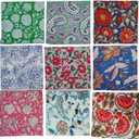 INDIANHANDICRAFTS 10 Pc Mix Lot Hand Block Print Napkin, 100% Cotton, 16x16 Inch, Multicolor Floral, Square, Napkin
