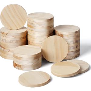 2 Inch 50 Pieces Wood Circles, GOH DODD Small Round Discs Unfinished Slices Wooden Ornaments for DIY Decorations Laser Engraving Wood Burning Staining Painting Decoupage Crafts School Education