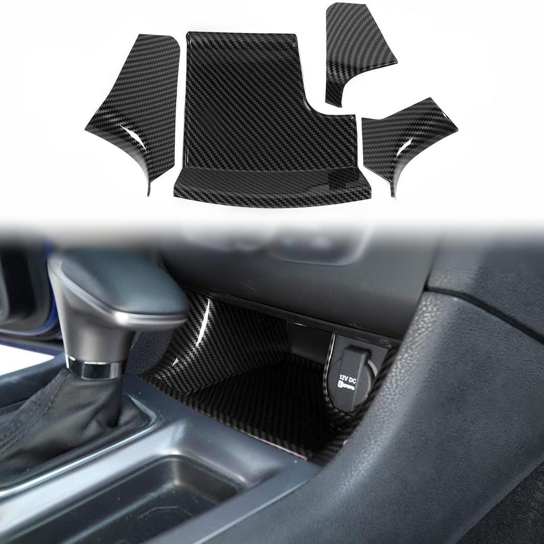 Voodonala for Charger Center Consoles Gear Shift Shifter Storage Compartment Bin Trim Panel Garnish for 2011-2025+ Dodge Charger Interior Accessories, ABS Carbon Fiber 4pcs