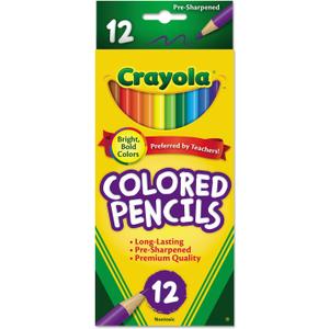 Crayola 684012 Long Barrel Colored Woodcase Pencils, 3.3 mm, 12 Assorted Colors/Set