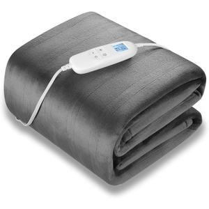Electric Heated Blanket Queen Size 84" x 90" | 6 Heating Levels & 8h Auto Timer | Full Body Fast Heating and Ultra Soft Flannel, Machine Washable Bed Sofa Home Office Use, Grey