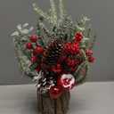 Small Christmas Tree, Artificial Mini Tabletop Decorations with Pine Cones Red Berries for Home Party Christmas Decorations Winter Indoor Outdoor