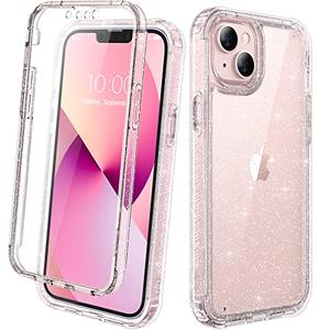 Diaclara Designed for iPhone 13 Case, Full Body Rugged with Built-in Touch Sensitive Anti-Scratch Screen Protector, Soft TPU Bumper Case for iPhone 13 6.1" (Clear Glitter)