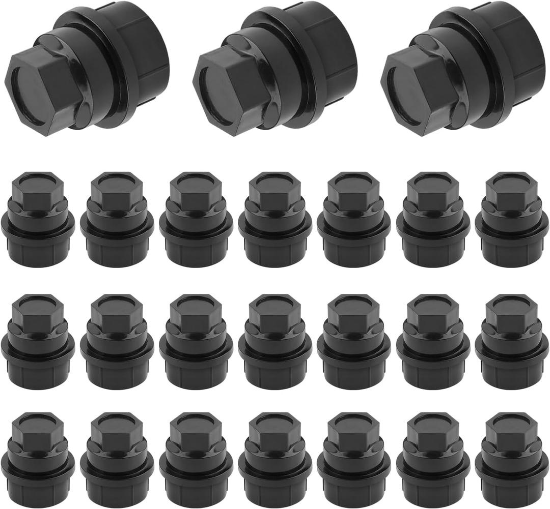 24PCS Wheel Lug Nut Covers M27x2.0 OEM 15646250,Bolt Covers Caps for Wheel Lug Nuts Protection and Car Decorations,Lug Nut Caps Car Accessories Compatible with Chevrolet GMC Cadillac (Black)