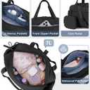 Ceneda Small Gym Bag for Women, Quilted Puffer Tote with Wet Pocket & Coin Purse, Lightweight Mini Sports Travel Duffle with Crossbody Strap, Water-Resistant for Workout, Yoga, Daily Commute (Black)