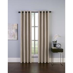 Curtainworks Malta Faux Silk Grommet Curtain Panel, 50 by 120", Sand