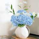 Coferset Baby Blue Hydrangea Artificial Flowers 3pcs Lifelike Faux Hydrangea Real Touch Artificial Flowers for Outdoors Home Wedding Christmas Office Party Living Room Decoration,22inch