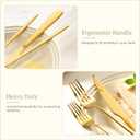 Astercook Silverware Set 48-Piece Gold Flatware Set with Steak Knives Food-Grade Stainless Steel Cutlery Set for 8 Mirror Polished Utensils Set for Home Kitchen Restaurant Mothers Day Gifts for Women