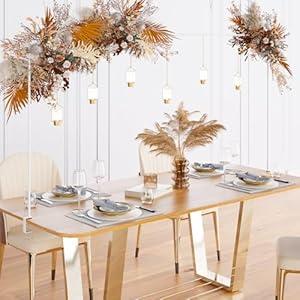 XLHOMO Over The Table Rod Stand with Clamps, Adjustable 32''-79'' Tall 32"-131" Length, White Table Arch Stand Metal Balloon Frame Hanging Rod for Weddings Birthdays Party Garden Arbors Decoration