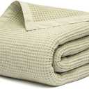 Salt Earth GOTS Certified 100% Organic Cotton Throw Blanket, 90" X 80" Waffle Blankets & Throws for Bed, Throw Blanket for Couch, Modern & Cozy Blanket, All Seasons, Comfy & Soft Blanket (Sea Foam)