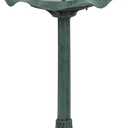 Alpine Corporation 33" Tall Outdoor Lotus Birdbath Yard Statue, Stunning Garden Accent to Attract Birds - Durable Polypropylene Construction for Patio, Deck, or Yard, Green
