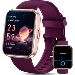 Smart Watch for Women Men, Smartwatch Compatible iPhone/Android/Samsung (Answer/Make Call, Alexa Built-in), Smart Watches with Health Monitor, Activities Track, 3ATM Waterproof Fitness Watch-Purple