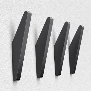 4Pack Metal Wall Hooks, Minimalist Coat Hooks Matte Black Simple Modern Easy Install Wall Mount Heavy Duty Aluminum Mid Century Entryway Bathroom, for Hanging Hat Purses Backpack Towel