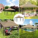 9.8'x9.8' Replacement Canopy Top Cover Only for Gazebo, Double Tiered Gazebo Covers for Outdoor Patio Garden Canopy Upgraded 2025 (Khaki)