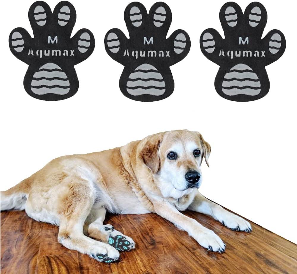 Dog Paw Protector Non-Slip Gripper Traction Pads,Walk Assistant for Senior Dogs,Foot Stickers for Hardwood Floors,Dog Shoes Booties Socks Replacement,6 Sets (24 pcs) M Black (M-1.7*1.5 inch(L*W))