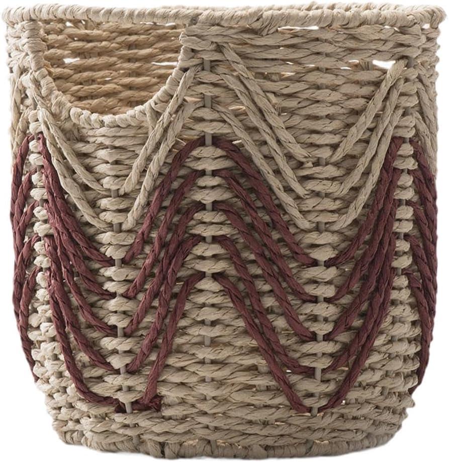 Fenteer Handwoven Paper Rope Basket,Storage Bin Organizer Portable Organizing and Decor Decorative for Home Nursery Kitchen Bedroom, Red