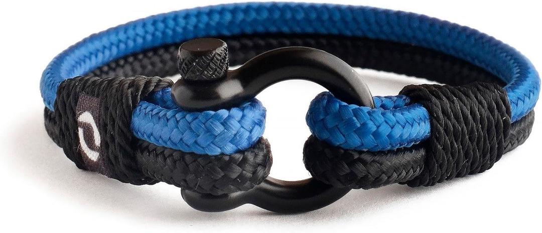 Mens Rope Bracelet - Stainless Steel Black Shackle, Extremely Durable and Scratch Resistant Waterproof Paracord, Handmade, Nautical Wristband for Men (RoyalBlue)