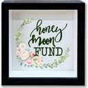 Honeymoon Fund Shadow Box Frame, Wedding Money Box with Slot, Greenery Floral Travel Memory Box, Adventure Archive Box, Decorative Wooden Money Savings, Wedding Honeymoon Gifts for Newlyweds -12
