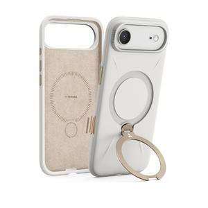 TORRAS Q3 Silicone 360 Spin for iPhone Air Case with Stand, Fit for MagSafe, Magnetic Ring Kickstand with Camera Control, Liquid Silicone Rubber Soft Phone Case for iPhone 17 Air 6.5'', Light Ivory