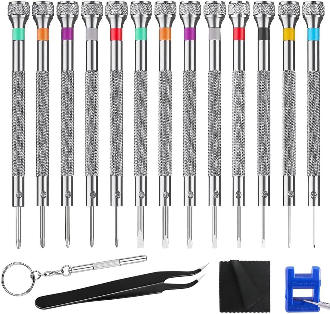 Juego de destornilladores de reloj profesional de 13 piezas, juego de destornilladores de micro precisin, juego de reparacin de lentes de micro precisin, 0.02-0.09 pulgadas, trabajo de