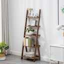 Ladder Shelf Bookshelf, 5-Tier Leaning Shelf, Free Standing Organizer Storage Shelves, Storage Rack Shelf for Office, Living Room, Brown