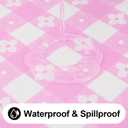 3 x Rectangle Vinyl Table Cloth, Waterproof Elastic Fitted Tablecloth with Flannel Backing, Plastic Table Cover for Picnic, Camping, Outdoor (White & Pink, 30"x72")