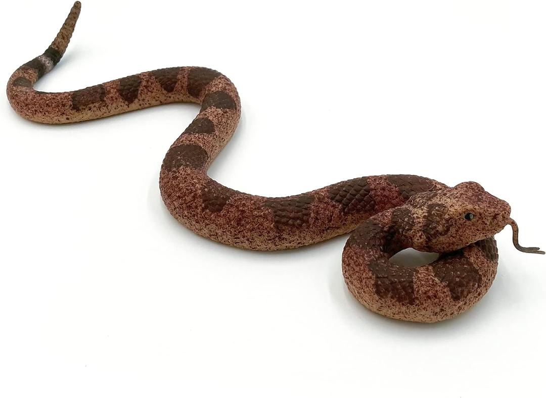 Fake Snake Toy Realistic Rubber Snake Toy 10.3" Rattlesnake Figurine Scare Birds, Prank Props for Halloween Party, Gag Gift for April Fool's Day