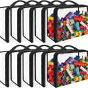 10 Pack Extra Large Clear PVC Organizing Bags with Zippered Closure, Portable Toy Storage Organizer, Waterproof for Board Games, Building Blocks, Clay