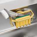 TAILI Sponge Holder for Kitchen Sink with Strong Suction Cup Removable, Rustproof Aluminum Sink Caddy for Sponge, Brush, Scrubber, Scraper -Gold
