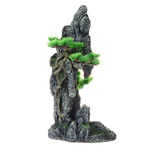Tall Mountain View Stone Aquarium Ornament, Artificial Resin Rock Fish Tank Decoration for Aquarium Landscape, Supplies