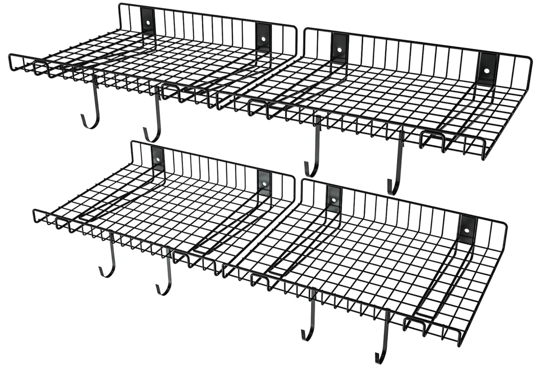 Garage Wall Shelf, Wall Mounted Storage Shelves, Heavy Duty Metal Shelves for Room Wall, Floating Shelves Mesh Storage Rack for Garage, Office, Basement,Wall Cabinet and Kitchen