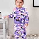 WIQI Toddler Baby Girl Clothes Cute Print Long Sleeve Pullover Sweatshirt Pants Fall Outfits Set (12-18 Months, Purple)