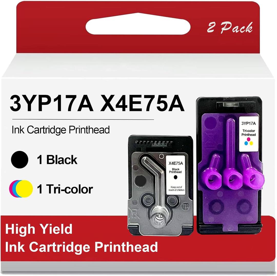 High Yield 3YP17A X4E75A Ink Cartridge Printehead X4E75A 3YP17A Print Head Replacement for Smart Tank 660 670 700 6000 6001 7000 7001 7300 7301 7600 7602 Series Printer (1Black, 1Tri-Colour)