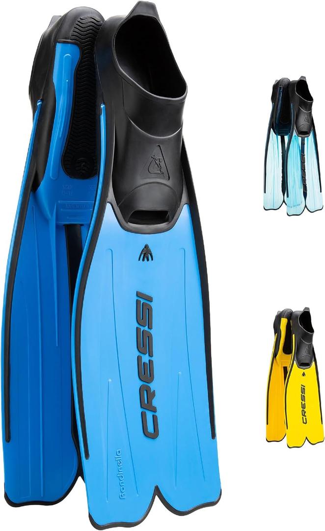 Cressi Adult Snorkeling Full Foot Pocket Fins, Good Thrust, Light Fin, Rondinella: Designed and Made in Italy (EU 45/46 | US Man 11.5/12.5 | US Lady 12.5/13.5, Blue)