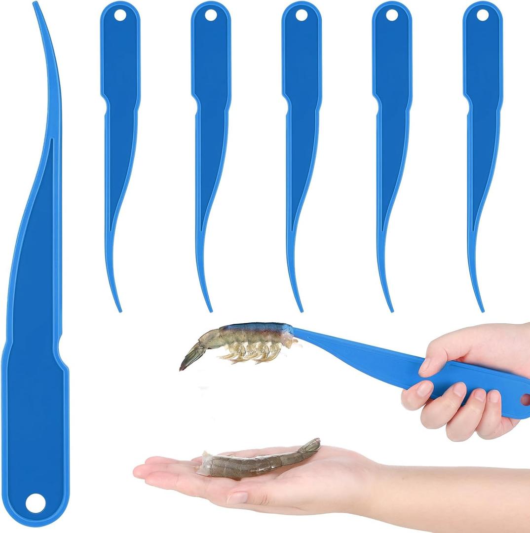 Gisafai 6 Pcs Shrimp Peeler Plastic Deveiner Cleaner Tool for Kitchen Shrimp Deveining Peel Tool, 10.2 Inch(Blue)