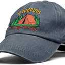 XQLZY Camping Is My Therapy Adjustable Baseball Cap, Retro Cotton Hat for Men Women, Funny Camp Cap Gifts for Wilderness Camper Camping Crew Adventure Lover, Baseball Hats for Outdoor Fanatic