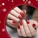 2 x Lavinda Christmas Semi Cured Gel Nail Strips, 20 Pcs Nails Stickers with Santa & Snowflake, Long-Lasting UV Gel Stickers, Easy to Apply for Home Nails DIY with 2 Prep Pads & Stick and 1 File (Snowpine)